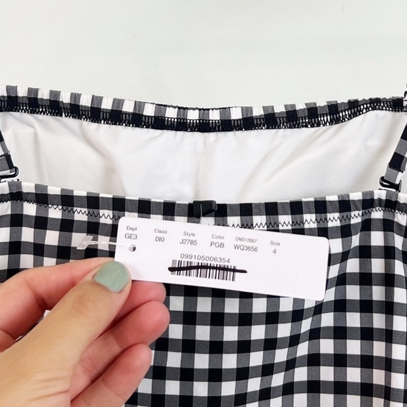 NWT J. Crew Straight Bandeau One Piece Swimsuit in Matte Gingham Print - Picture 4 of 7